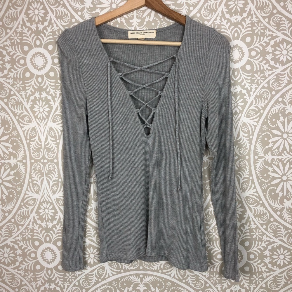 Project Social T | Lace Up Ribbed Shirt